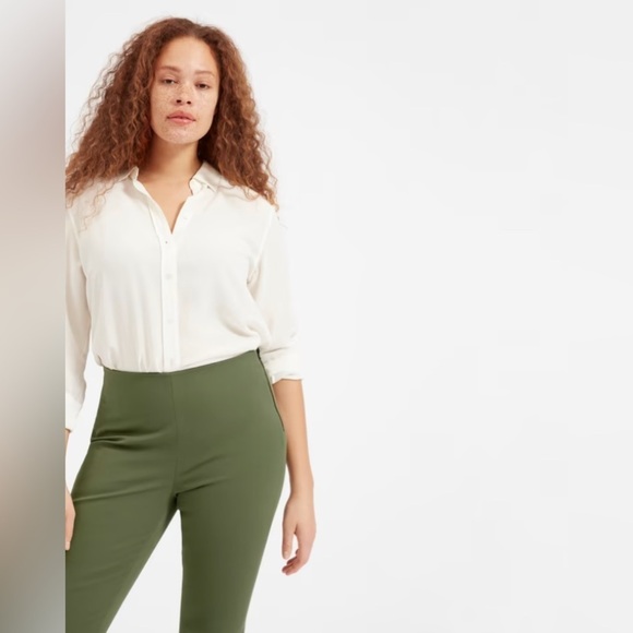 Everlane Pant Women's Size 8 US Dark Forest Green Stretch Cotton "The Side-Zip" - Picture 4 of 15